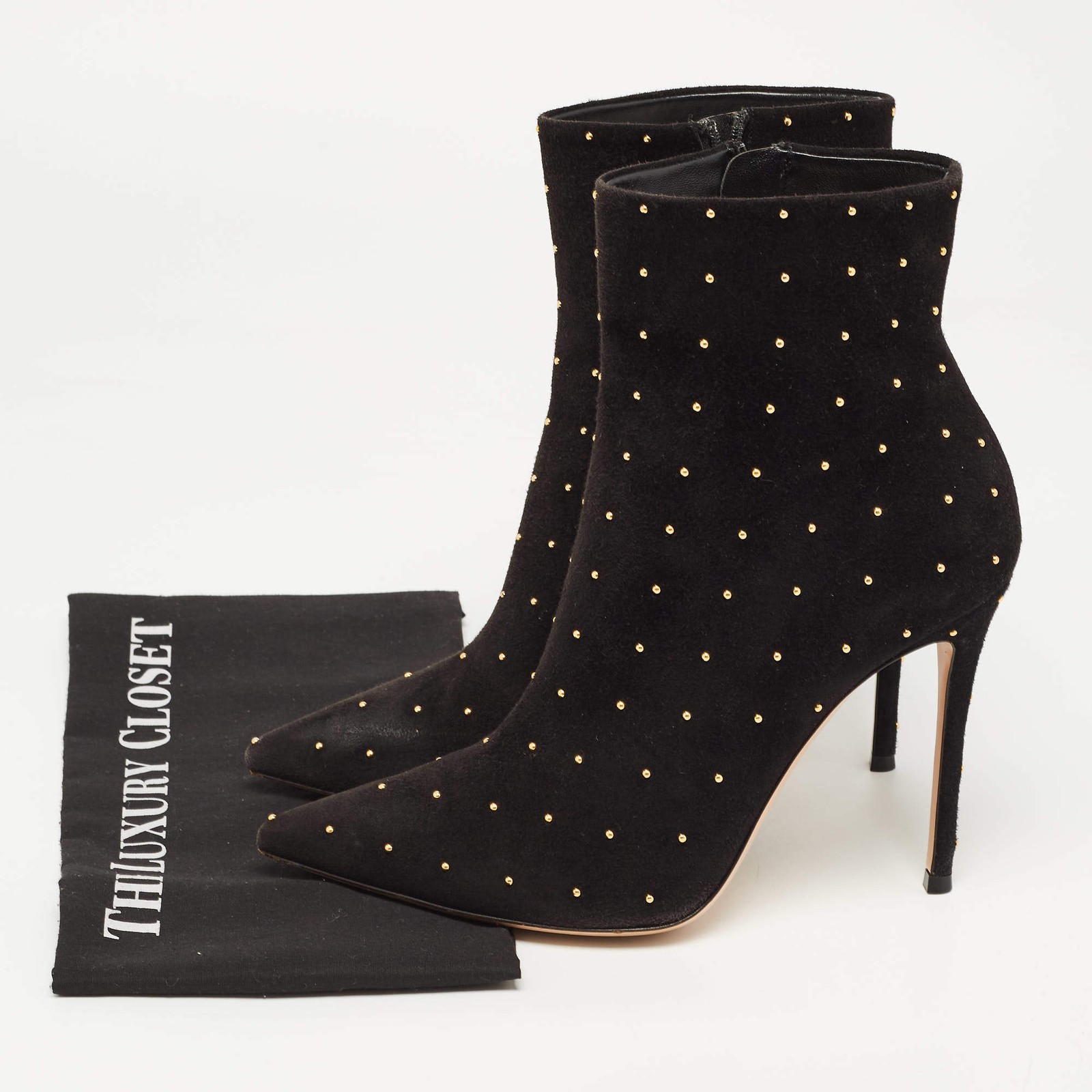 Gianvito Rossi Black Suede Studded Ankle Boots Size 41 image 9