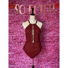 Torrid Curve Animal Lace Up Halter Bodysuit In Rhubarb Size 2 NWT