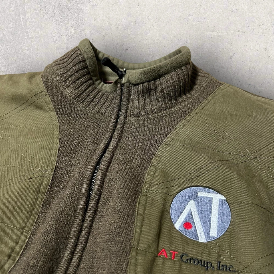 Vintage Orvis Military Sweater Mens Large Green Stretch Full Zip Wool Jacket - Image 4 of 4