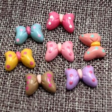 25pcs Mixed Color Flatback Resin Dot Bows Cabochons 17X12mm Embellishment Hair