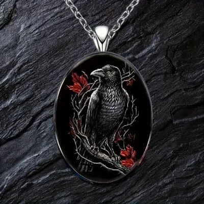 Black Eagle Oval Pendant Necklace Jewelry Perfect for Parties & Gifts