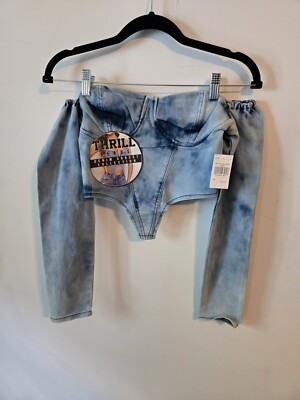 Women's Blue Corset Style Denim Top (Thrill Jeans ). Size S
