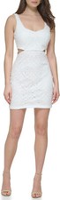 NWT $88 SIZE 6 WHITE GUESS WOMEN'S  SLEVELESS LACE CUTOUT SHEATH DRESS
