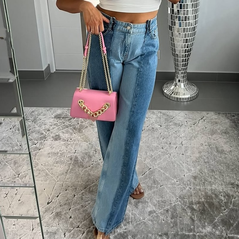NWT ZARA Patchwork High-waist Z1975 Straight Leg Jeans Mid