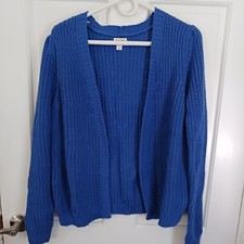 Cat and Jack Girls' Open Layering Cardigan Size XL 14/16. Soft, Blue w/metallic