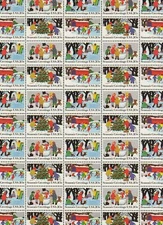 Season's Greetings Mint Sheet of 50 Stamps, Scott #2027-30, MNH, Free Shipping!