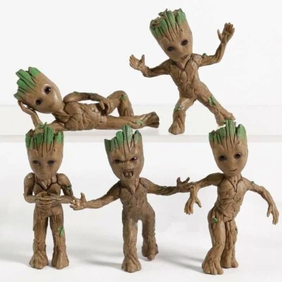 5 pcs Set Guardians of The Galaxy Baby Tree Man Groot Figure Car Decorative Toys