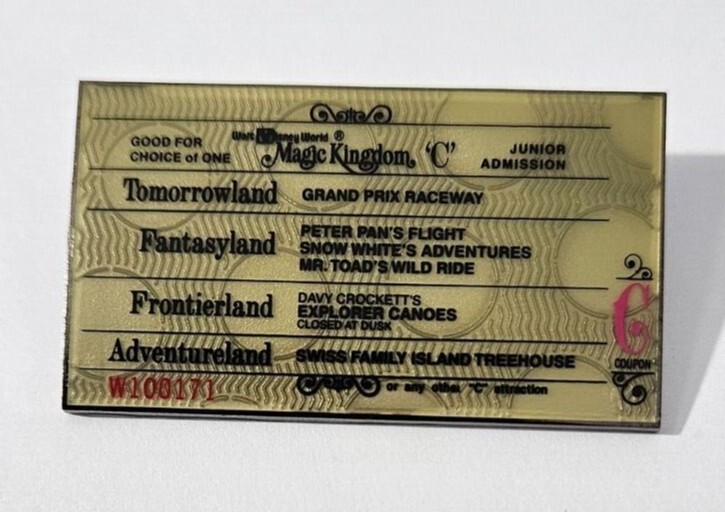 Disney WDW 40th Anniversary - Magic Kingdom Ticket Book Set - C-Ticket Pin, 2011