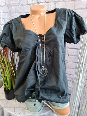 Zero Bluse Shirt Tunika Schwarz Damen Kurzarm NEU Gr. 36 (8137)