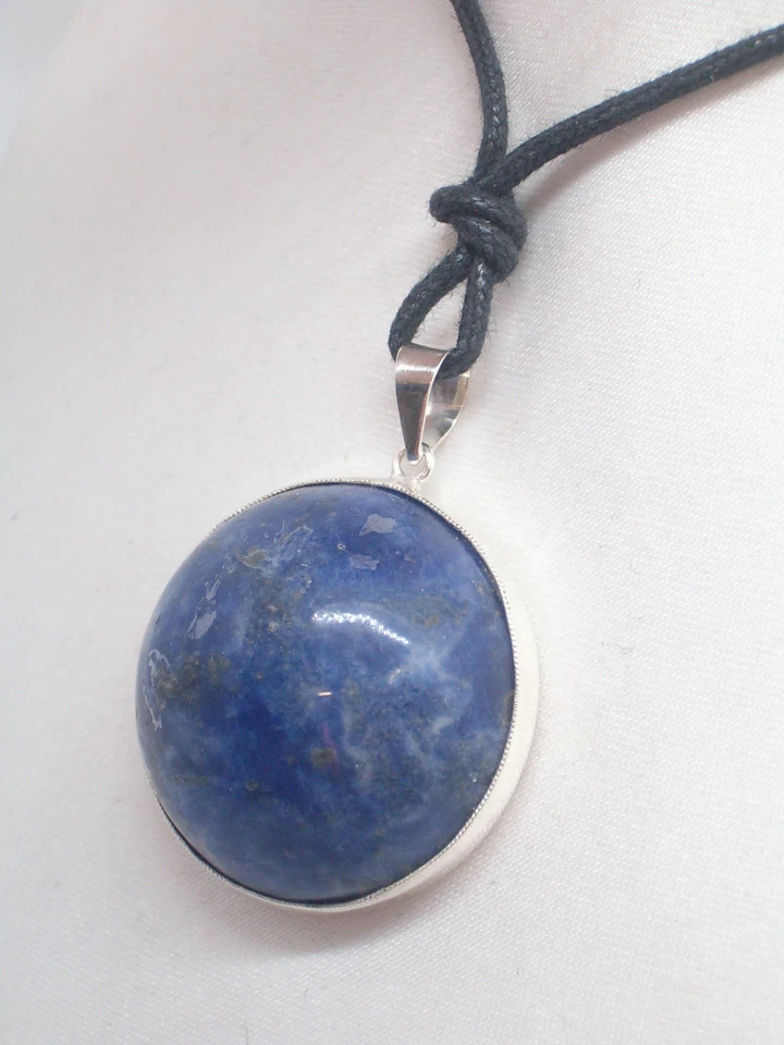Ciondolo in ARGENTO 925 con SODALITE blu naturale - pendente Pietra Dura - - Immagine 3 di 4