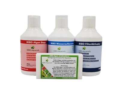 MIBO AQUARISTIK (10,31€/l)MIBO Spar-Set Aquarium Pflege 3x 500ml+Algenradierer Wasseraufbereiter
