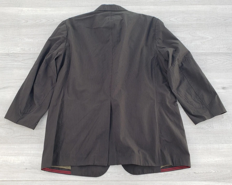 Victorinox Men Pinstripe Blazer Jacket 56 EU 46 US L Black Brown w/ Mesh Lining - Image 3 of 4