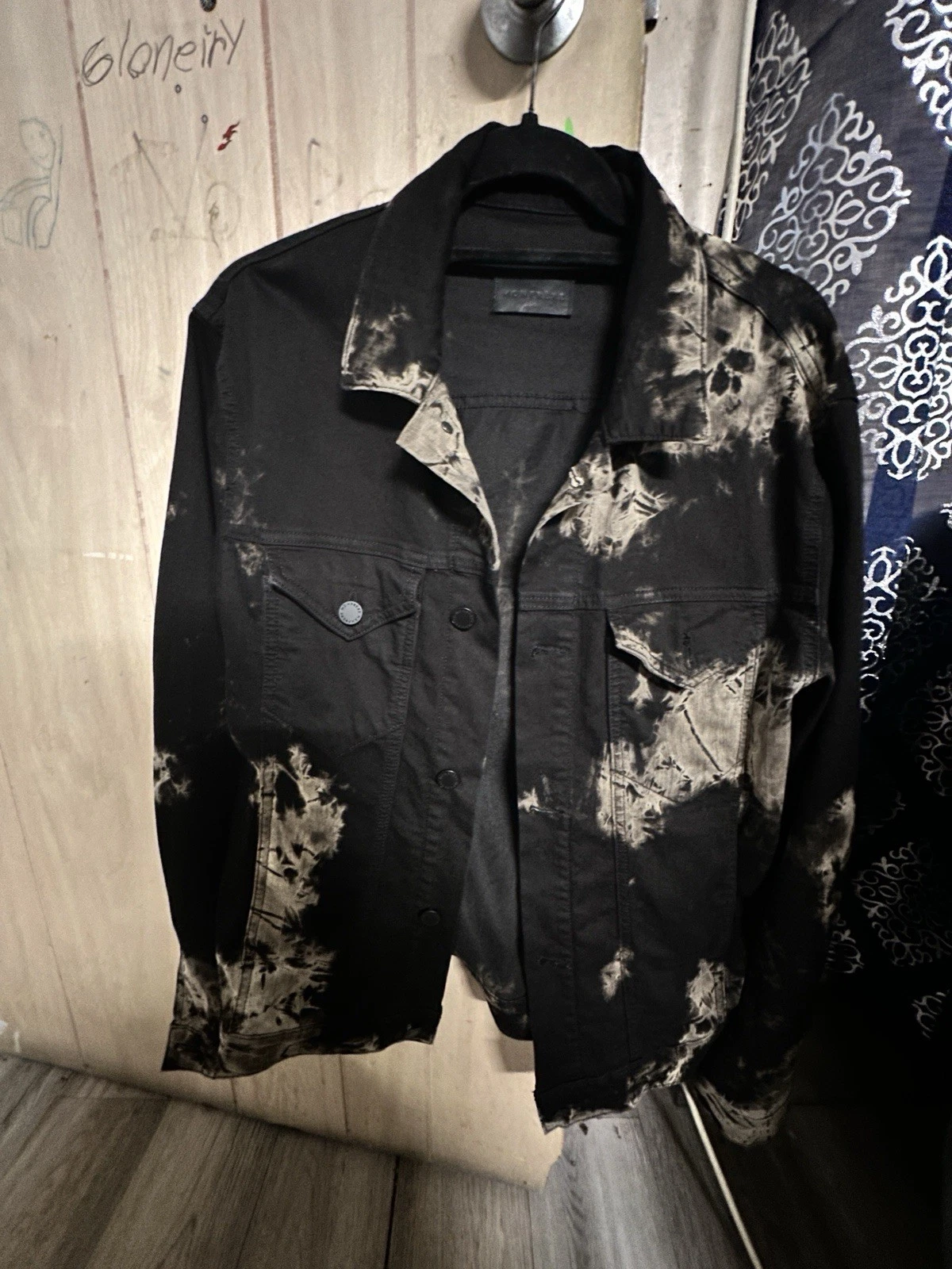 Monfrere Sandstorm Black Acid Wash Denim Jacket Size Small. image 1