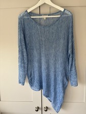 Eileen Fisher Organic Linen Asymmetrical Tunic Size XS UK 10 Blue  Excellent Co