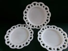 vtg 3 white milk glass reticulated edge 8.25" salad/dessert plates