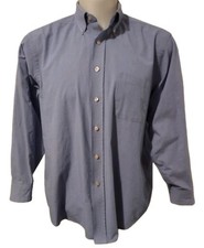 Chaps Dress Shirt Mens Adult Size 17.5 32/33 Blue Houndstooth Design Button Up