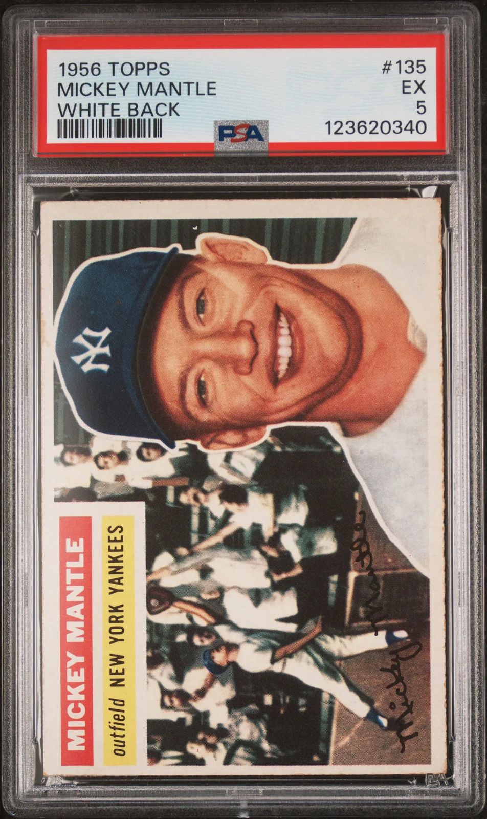 1956 Topps Mickey Mantle #135 White Back PSA 5
