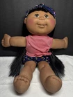 Cabbage Patch Kids Doll 19336FB Girl Dark Brown Long Hair In Flower Shorts