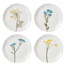 Lenox Wildflowers Tidbit Plates Set of 4 Porcelain Floral Appetizer Dish Set