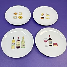 Four 2001 Nancy Green 6.5 in Cheese Wine Appetizer Plates for Boston Warehouse