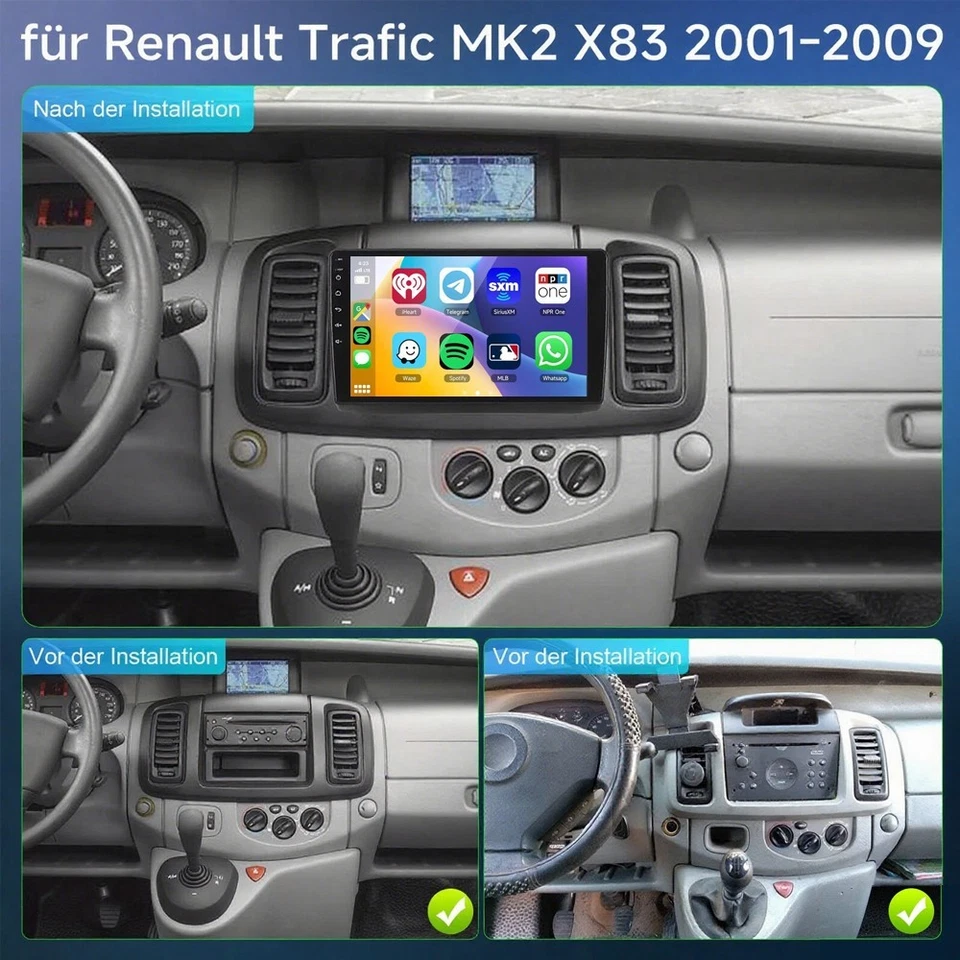 DAB+ 64GB Carplay Autoradio Für Renault Trafic MK2 OPEL Vivaro A  GPS Android 14 - Bild 4 von 4