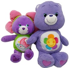 Care Bears Harmony Sweet Dreams Bear Purple Plush Stuffed Set Of 2 READ