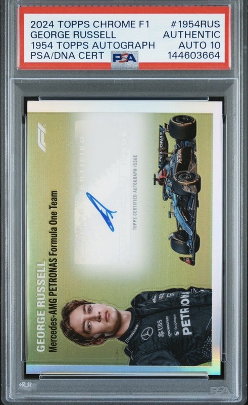 TOPPS CHROME FORMULA 1 1954 TOPPS AUTOS GEORGE RUSSELL PSA AUTHENTIC AUTO 10