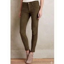 Pilcro Corduroy Slim Fit Pants Dark Green Stretch Women's Size 29 Inseam