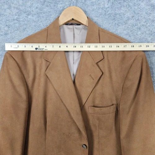 Norm Thompson Men's Tan Faux Suede Blazer Sport Coat Suit Jacket Size 46L FLAWS image 8
