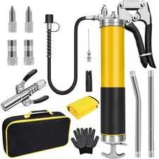 Grease Gun Kit, 7000 PSI Heavy Duty Pistol Grip Grease Gun with 14 oz Capaci...