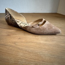 Sam Edelman Rina Snake Embossed Leather  Suede Flats Metallic Size 6 EUC