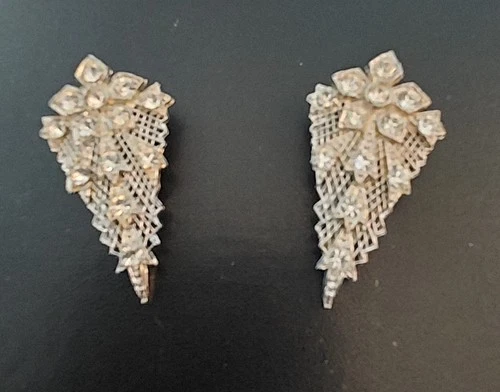 Vintage Art Deco Rhinestone Costume Jewelry Dress Clips