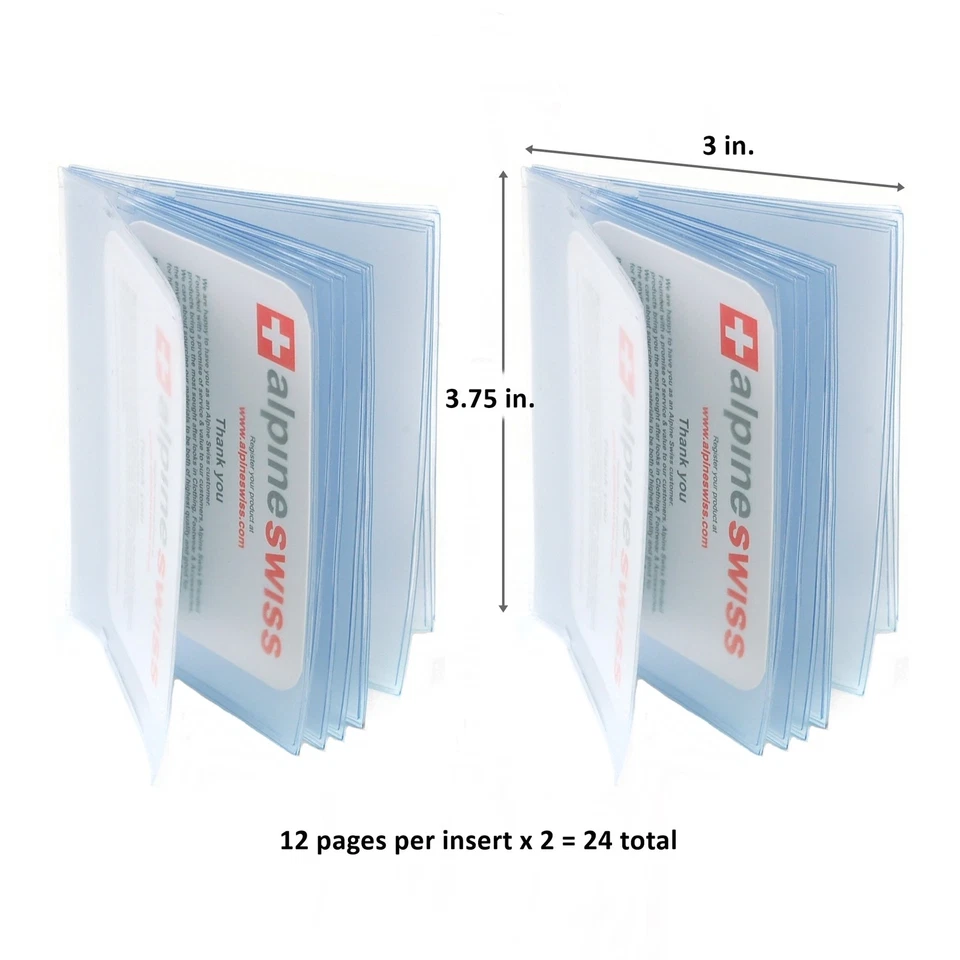 Alpine Swiss SET OF 2 Clear Plastic Wallet Inserts 12 Pages Picture Card Holder - Image 2 of 4