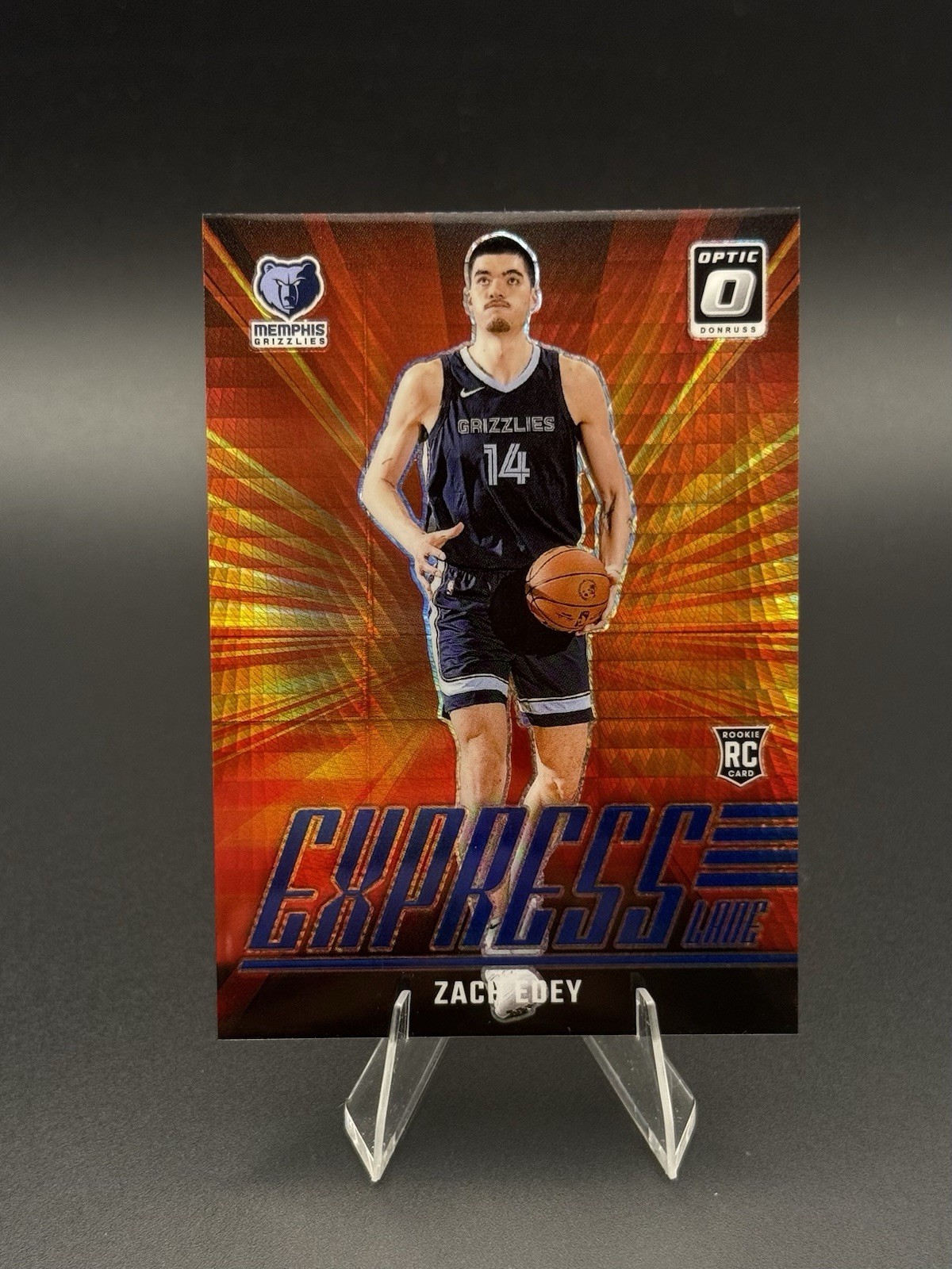 2024-25 Donruss Optic - Express Lane Zach Edey #10 Blue Hyper Prizm /175 (RC)