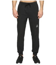 Reebok Mens Stretch Woven Athletic Jogger Pants, black, M