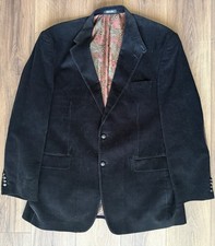 Lauren Ralph Lauren Corduroy Blazer 46L Black Paisley Lined Elbow Patches