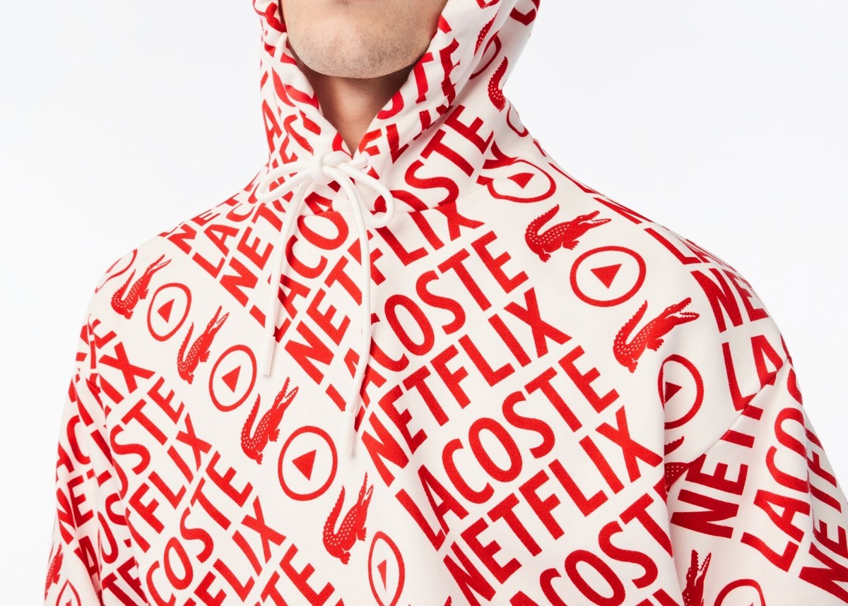 LACOSTE NETFLIX ルーズフィットパーカー NEW Lacoste x Netflix Loose Fit Organic Cotton Hoodie