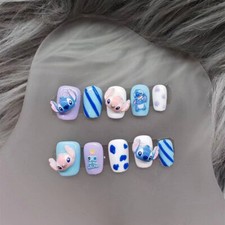 Pressa bara corta per unghie finte carina punto 3D fatta a mano per nail art