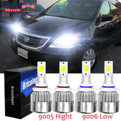 4x LED Combo Headlight Bulbs Kit for Honda Odyssey 2005-2010 High Low Beam 6000K