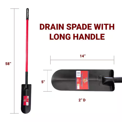 New 12-Gauge Drain Spade Fiberglass Handle Long-Lasting Durable Shovel Tool - Picture 6 of 12