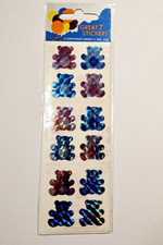 Great 7 Holographic Stickers 1 Strip Brand New Package Bears Vintage