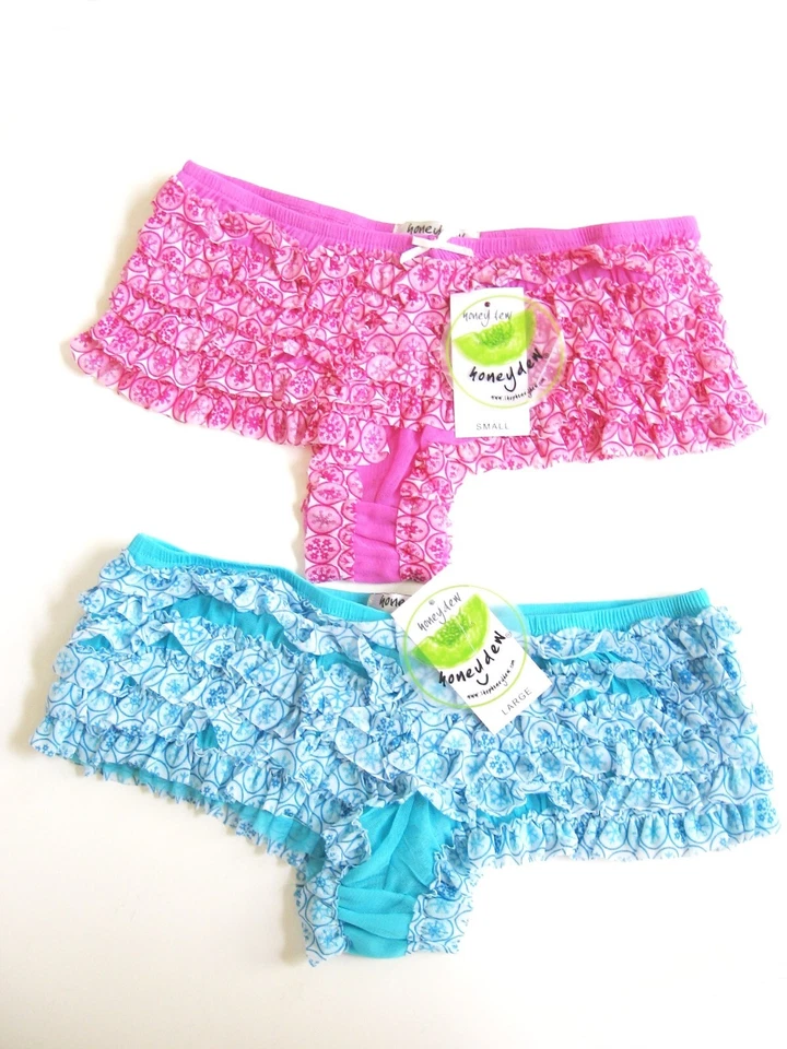 A334 Honeydew Intimates NUEVO Pantalones Cortos Para Mujer Capa Nivel Volantes Malla Transparente Rumba Boyshorts Foto 4 de 4