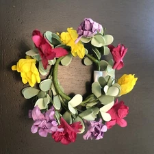 Bright Wildflower Candle Ring Wreath Decor Accent 2" Center
