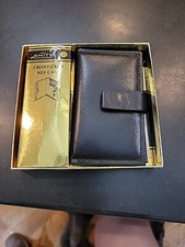 Vintage AMITY Black Leather Cowhide 5 Hook Key/Credit Card Case in Original Box