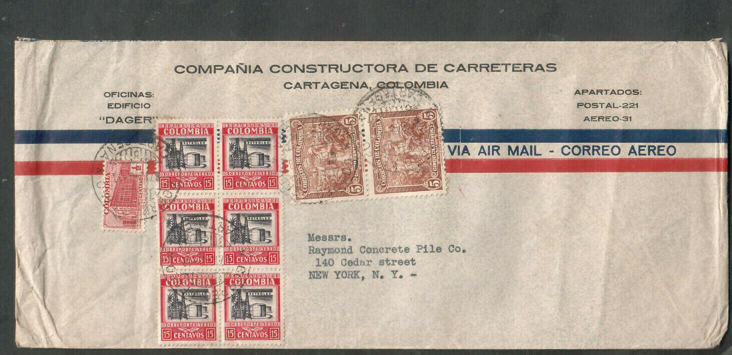Colombia 1940 WWII no censor De Ca Portland Mall Carreteras Choice Constructora cover