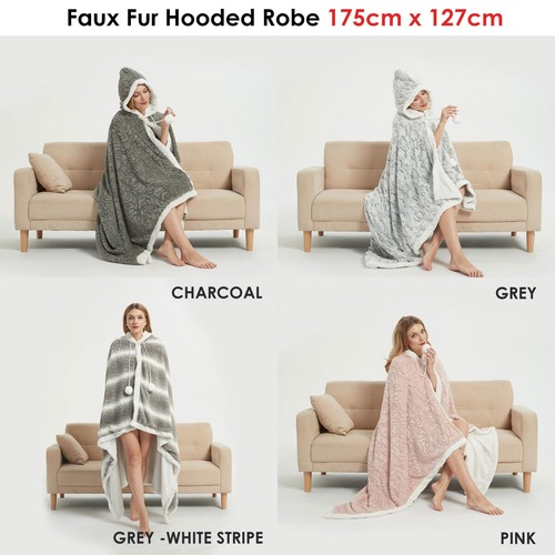 Faux Fur Hooded Robe 175 x 127 cm by Ramesses - Picture 2 of 6