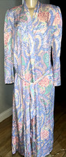 VTG LUCIE ANN Paisley Colorful Long Robe Stunning Padded Shoulders M/L bt8