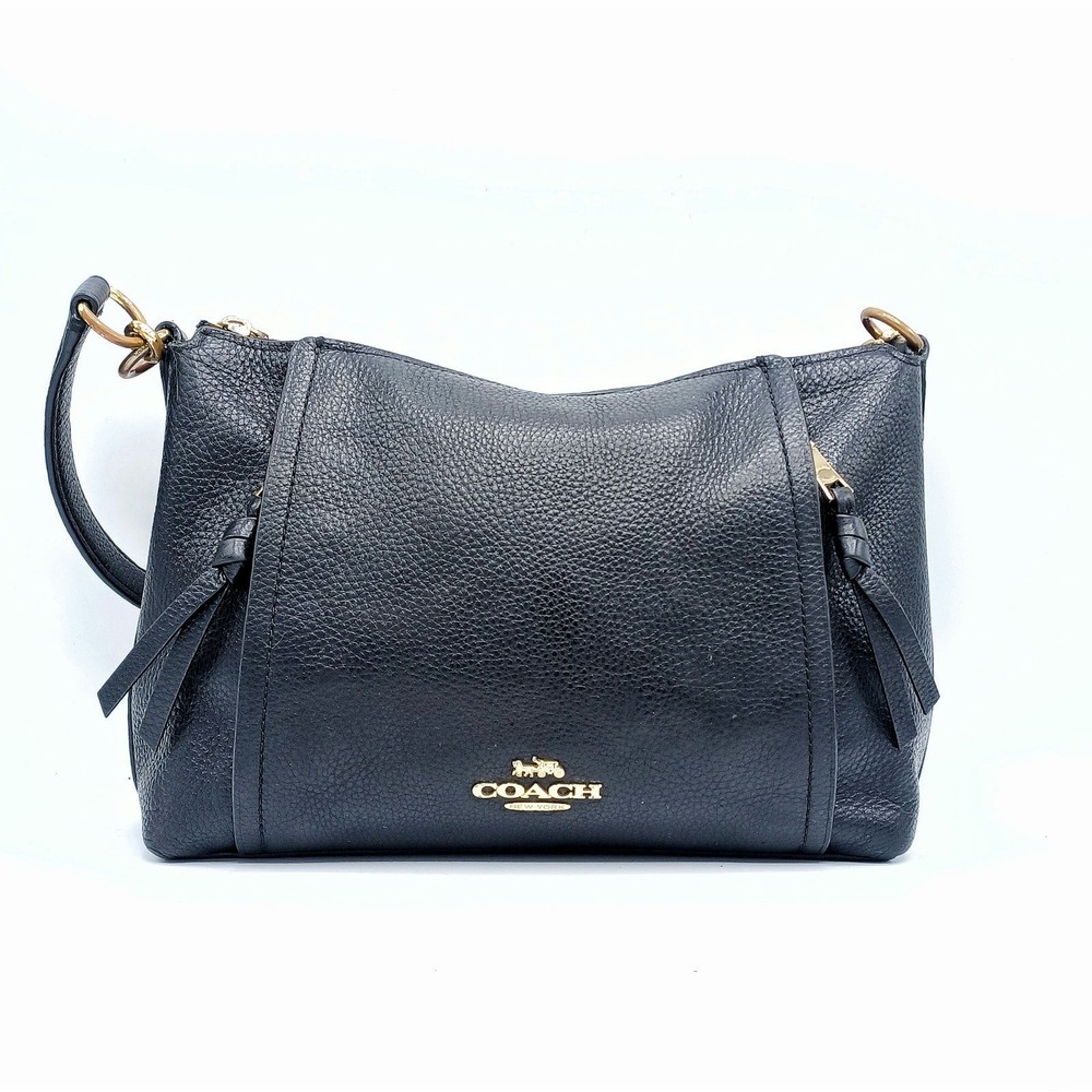 COACH Marlon Pebbled Leather Shoulder Bag  Designer Classic City Timeless Casual