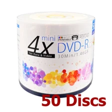 Mini DVD-R Disc 1.4GB 4x 8cm Mini Blank DVD Recordable Printable - 50 Pieces