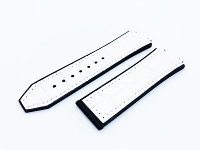Weiß 23/20 mm Top Kroko Leder Armband/Band passt HUBLOT Uhr Big Bang